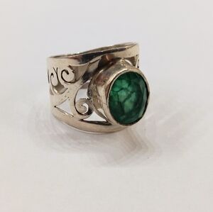 Genuine Emerald Ring Sterling Silver